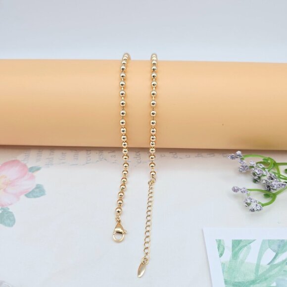 Rose Gold Polished Ball Chain Necklace for Women, 45cm Adjustable, XPNL0050 - Picture 7 of 13